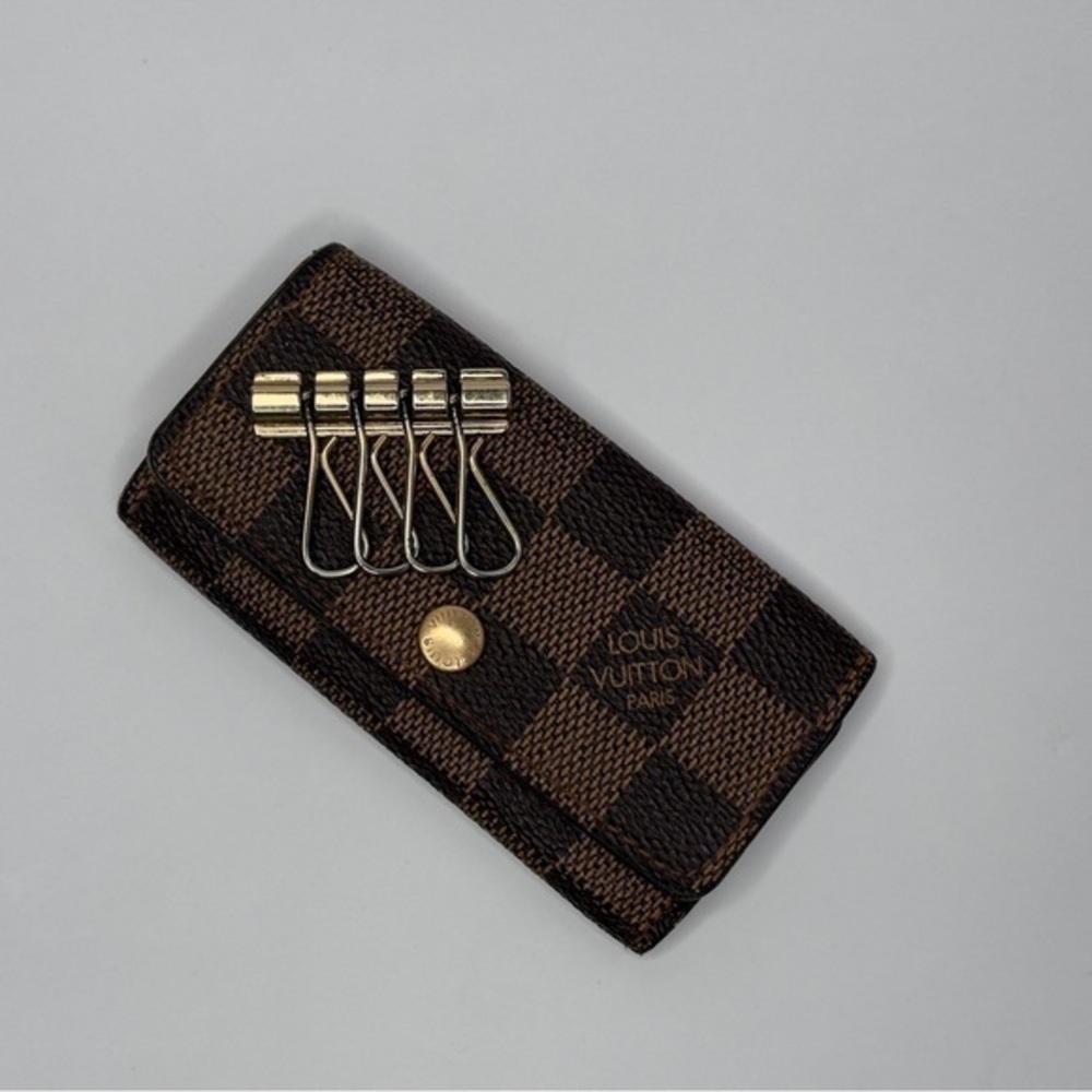 Vintage Louis Vuitton Damier Brown Ebene 4 Key Holder/Wallet, Unisex